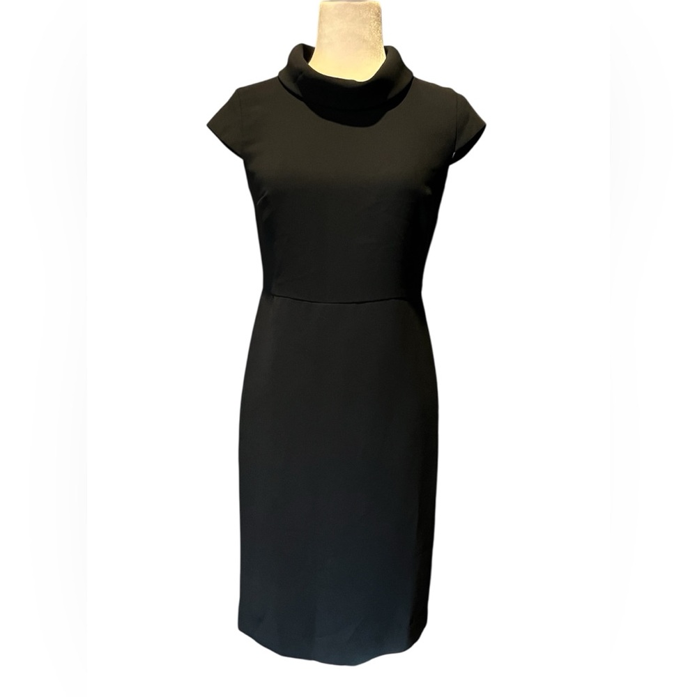 Talbots Size 2 Little Black Cowl Neck Dress Sheath Cap Sleeves Classic